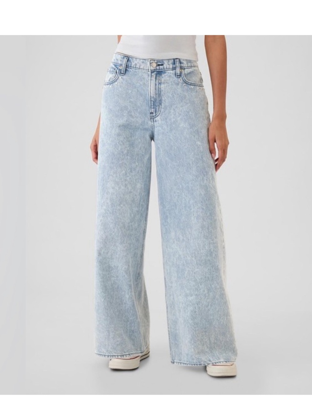 GAP Mid Rise Studded Baggy Jeans